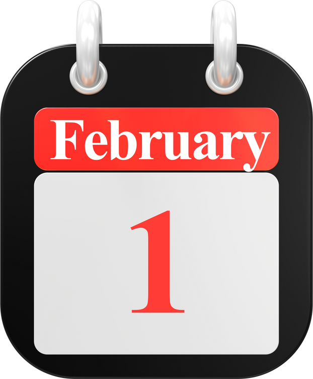 3D Render Of UI Icon February Day 1